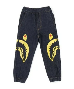 A BATHING APE SIDE SHARK JOGGER DENIM PANTS K