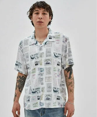 GUESS 半袖 シャツ (M)Eco Rayon Stamp Shirt