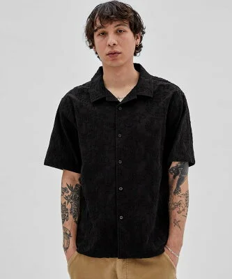 GUESS 半袖 シャツ (M)Embroidered Paisley Shirt