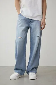 AZUL by moussy WIDE CRASH BLEACH DENIM