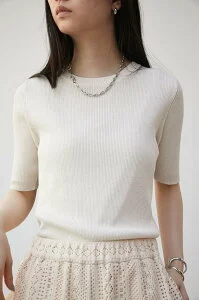 AZUL BY MOUSSY HALF SLEEVE CREW NECK RIB TOPS