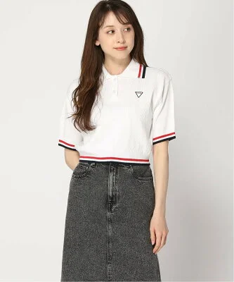 GUESS 半袖 ポロシャツ (W)Cable Short Sleeve Sweater