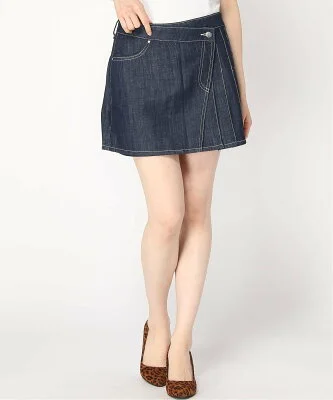 GUESS (W)One Wash Wrap Denim Skirt