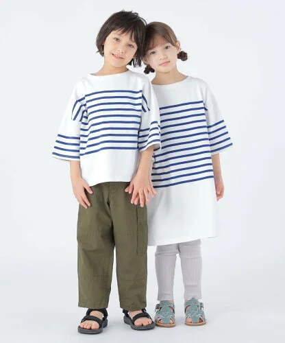 SHIPS KIDS SHIPS KIDS:100~170cm / パネル ボーダー 半袖 TEE