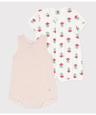 PETIT BATEAU ショートロンパース2枚組