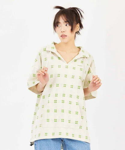 X-girl PLAID WAFFLE TUNIC TOP トップス