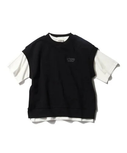 SHOO・LA・RUE 【110-140cm/2点セット】五分袖Tシャツ+ミニ裏毛ベストセット