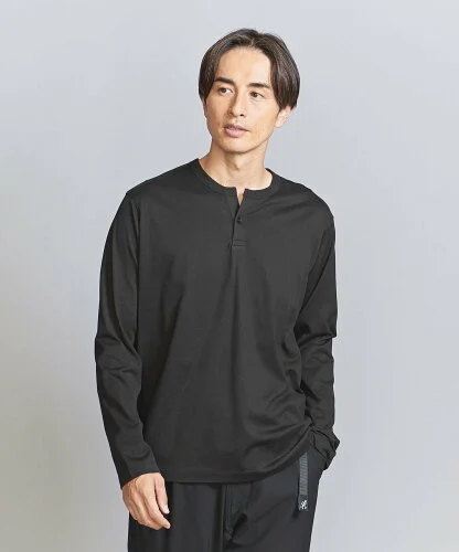 UNITED ARROWS ガス コットン 1ボタン ヘンリーネック カットソー