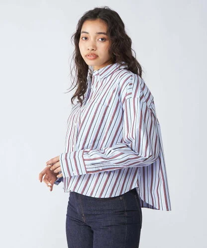 TOMMY HILFIGER RWB CROP OVERSIZED SHIRT LS