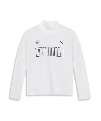 PUMA ウィメンズ ゴルフ ストレッチ ビッグプーマロゴ モックネックシャツ 長袖