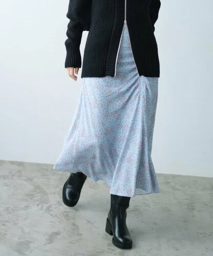 【SALE／50%OFF】DRESSTERIOR CODE A ｜ flower print skirt ドレステリア スカート ロング・マキシスカート ブルー【送料無料】