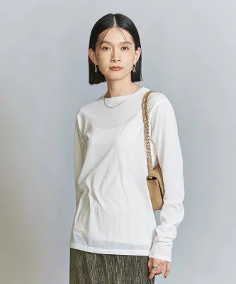 BEAUTY&YOUTH UNITED ARROWS コットンナイロン天竺 シアー クルーネック Tシャツ