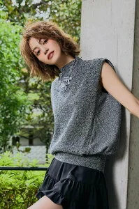 rienda タックショルダーKnit TOP