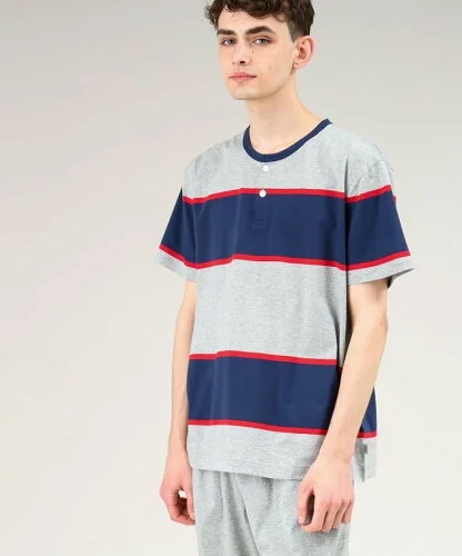 TAKEO KIKUCHI 半袖ラガーヘンリーネックシャツ