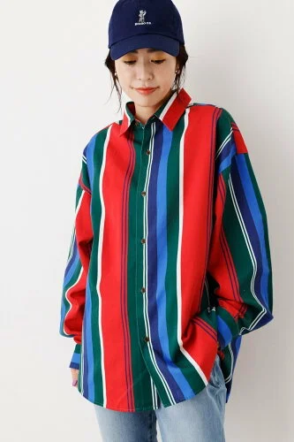 RODEO CROWNS WIDE BOWL 【一部店舗・WEB限定】Vintage マルチストライプシャツ