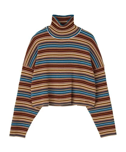 X-girl STRIPED HIGH NECK KNIT TOP ニット