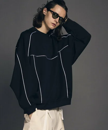 MAISON SPECIAL Prime-Over Cardboard Knit Crew Neck Track Pullover