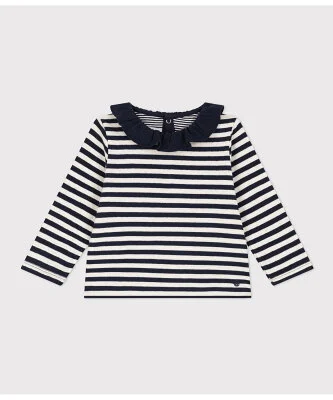 PETIT BATEAU チュビックボーダー衿付きブラウス