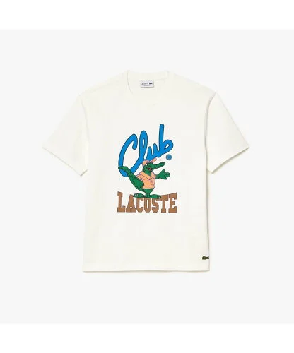 【SALE／40%OFF】LACOSTE バーシティグラフィックプリントクルーネックTシャツ ラコステ トップス カットソー・Tシャツ ホワイト【送料無料】