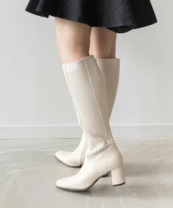 RANDA 晴雨兼用 ニットゴアロングブーツ
