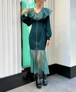 axes femme POETIQUE シアーフリルマーメイドワンピース