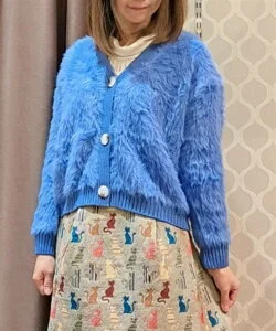 axes femme シャギーニットリブ切替カーデ