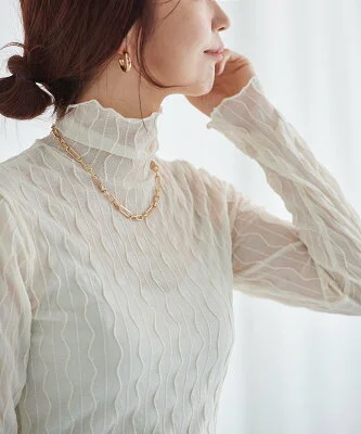 le.coeur blanc ウエーブ柄シアータートル