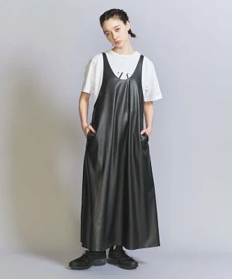レザーライク レイヤード ワンピース