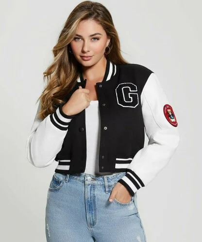 GUESS ジャケット スタジャン (W)Bear Varsity Jacket