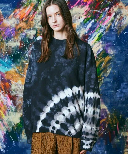 MAISON SPECIAL Hand Tie-Dye Sweat Prime-Over Crew Neck Pullover