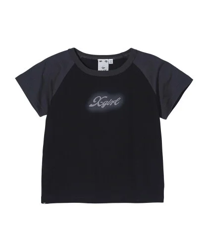 X-girl SPRAY PRINT AND EMBROIDERY S/S RAGLAN BABY TEE Tシャツ