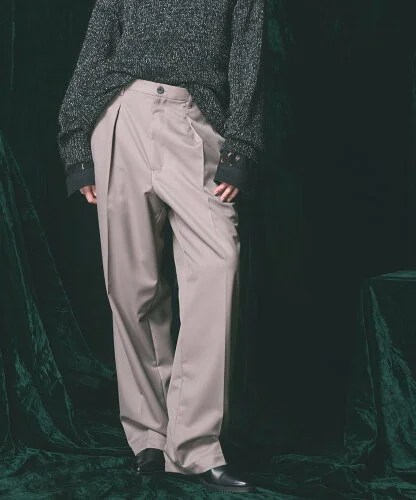 MAISON SPECIAL Wool Mix Prime Wide One-Tuck Wide Pants