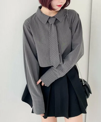Heather ネクタイショートシャツ