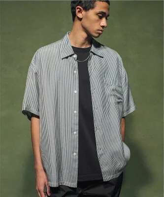 ＜monkey time＞ WASHER CUPRA STRIPE SHORT SLEEVE SHIRT/シャツ