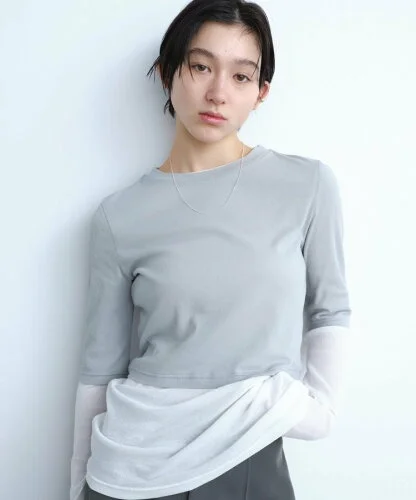 【SALE／50%OFF】DRESSTERIOR CODE A｜layered tee ドレステリア トップス カットソー・Tシャツ グレー ブラック ピンク【送料無料】