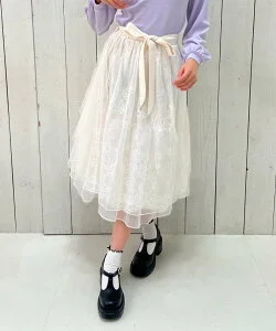 axes femme POETIQUE バックフリルチュールスカート