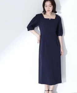 NATURAL BEAUTY BASIC スクエアスリットネックナローワンピース