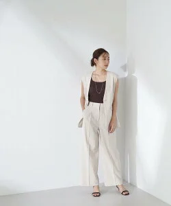 NATURAL BEAUTY BASIC リネンライク SETUP ワイドパンツ