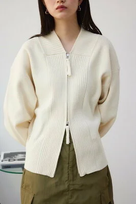 AZUL by moussy ジップアップニットブルゾン