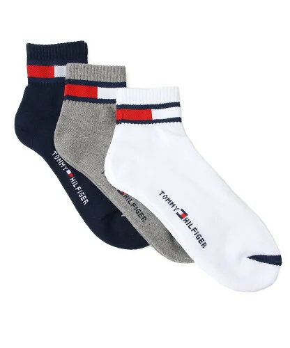 TOMMY HILFIGER/(M)クォーターソックス 3足組