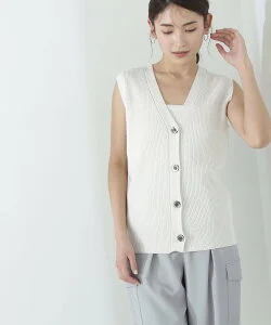 NATURAL BEAUTY BASIC ラメループヤーンニットベスト