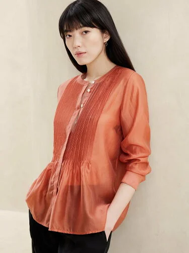 BANANA REPUBLIC FACTORY STORE ピンタックオーガンザブラウス