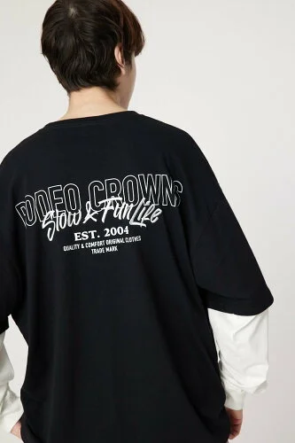 RODEO CROWNS WIDE BOWL ロゴレイヤードL/S Tシャツ ロデオクラウンズワイドボウル トップス カットソー・Tシャツ ブラック レッド ブルー【送料無料】