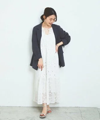 le.coeur blanc ＜手洗い可能＞Fanaka ミックスレースワンピース