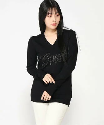 GUESS トップス (W)MYLA Logo Vn Ls Sweater