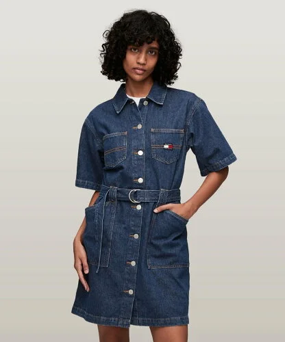 TOMMY JEANS ベルテッドワークウェアワンピース