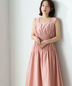 NATURAL BEAUTY BASIC スカラップショルダーサマーワンピース