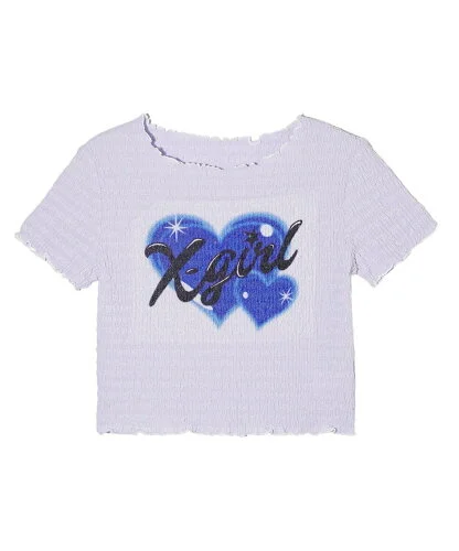 X-girl HEART AIRBRUSH SHIRRED S/S TOP トップス