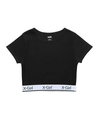 X-girl LOGO AND STRIPE CROPPED S/S TOP トップス