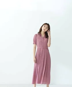 NATURAL BEAUTY BASIC シアーチェック開襟ワンピース